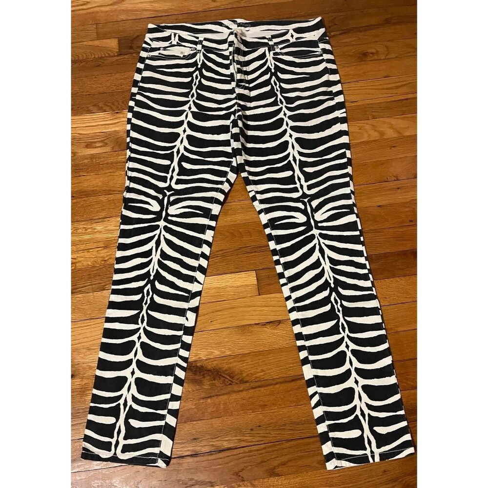 Michael Kors Women's Black/White Zebra Animal Print Flat Front Pants Pockets